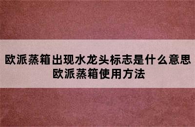 欧派蒸箱出现水龙头标志是什么意思 欧派蒸箱使用方法